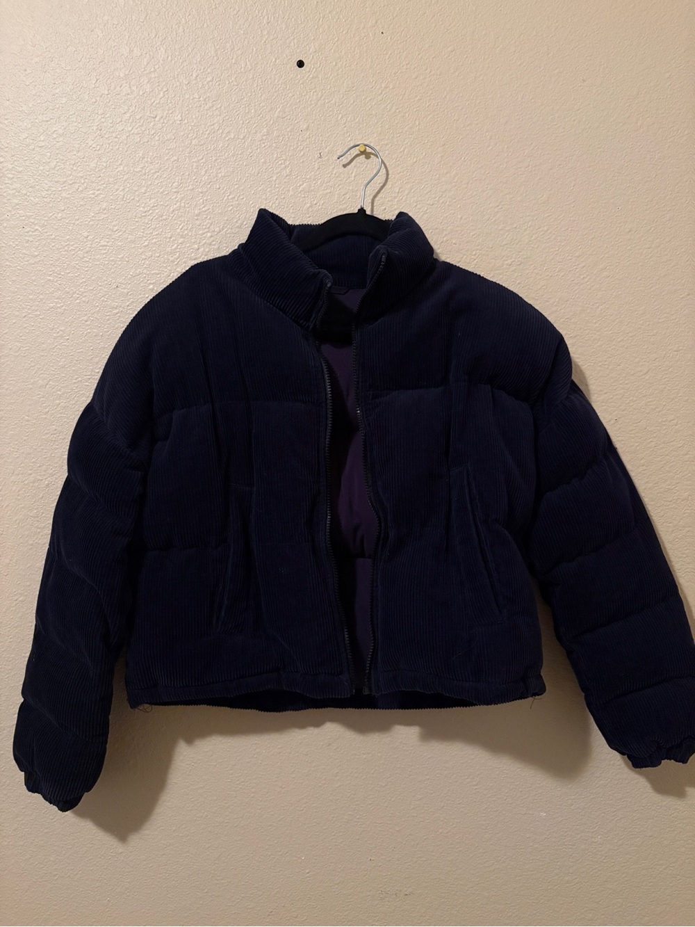 Kendall & Kylie Dark Navy Corduroy Puffer Jacket
